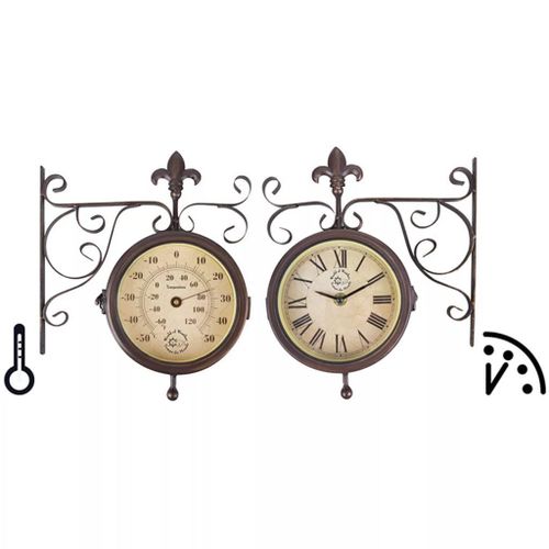 Fallen Fruits Horloge Extérieure Double Face / Heure & Thermomètre