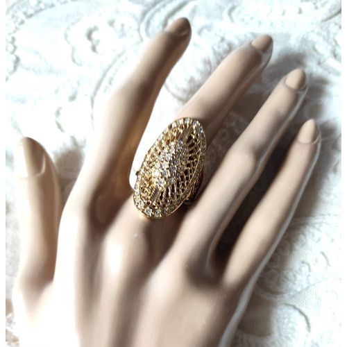Bague Acier Doré Et Zirconium