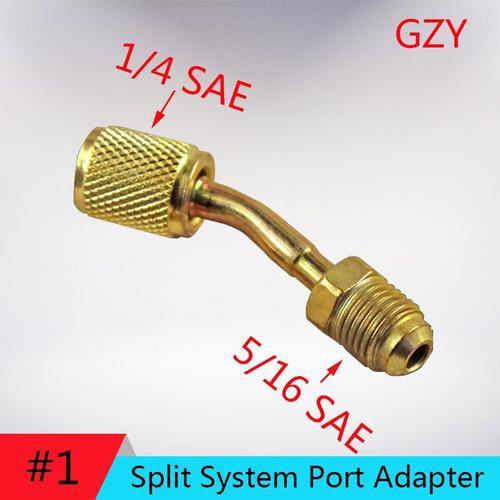 Adaptateur de Port d'aspirateur de charge, Mini système fendu convertit les Ports de Service R410a Style 5/16 SAE en accepter les anciens tuyaux de calibre 1/4 SAE