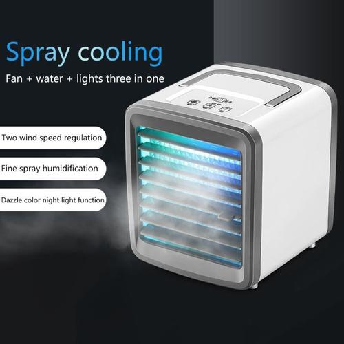Mini climatiseur Portable, humidificateur, purificateur, USB, lumière 7 couleurs, ventilateur de refroidissement d'air pour bureau