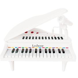 Jouet Musical Bébé Piano à 24 Touches et Percussion Batterie avec Tabouret  Micro Lumières LED pour Enfants de 3 Ans + Bleu/Rose - Costway