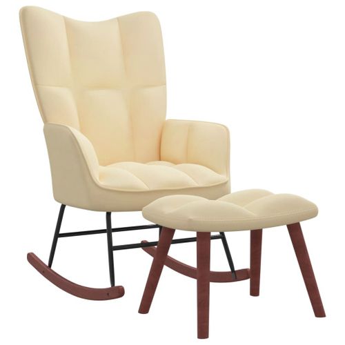 Vidaxl Chaise À Bascule Avec Repose-Pied Blanc Crème Velours
