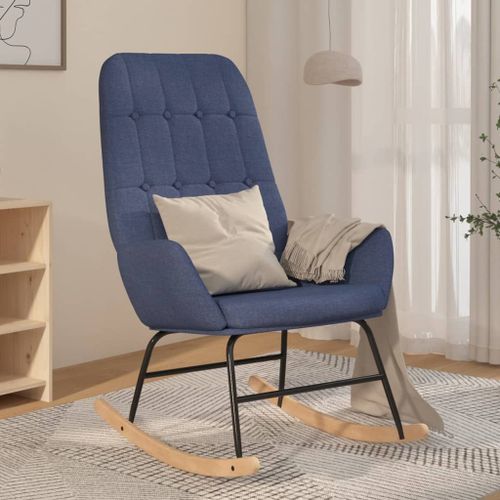 Vidaxl Chaise À Bascule Bleu Tissu
