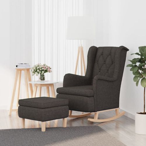 Vidaxl Fauteuil Avec Pieds À Bascule Et Tabouret Gris Foncé Tissu