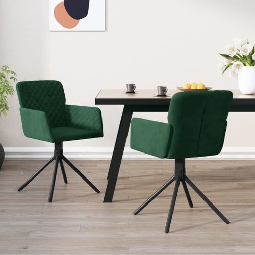 Vidaxl Chaises Pivotantes De Salle À Manger 2 Pcs Vert Foncé Velours