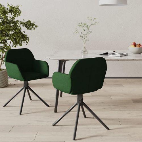 Vidaxl Chaises Pivotantes À Manger Lot De 2 Vert Foncé Velours