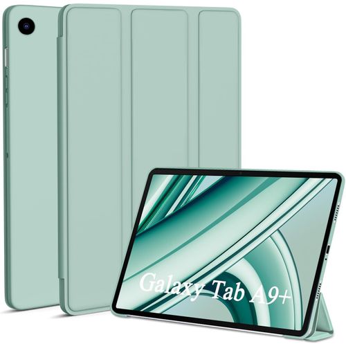 Coque Pour Tablette Samsung Galaxy Tab A9+/A9 Plus 11"" 2023 (Sm-X210/X216/X218), Fine Et Légère En Pu Avec Fonction Support, Triple Pli, Fonction Veille/Réveil Automatique, Vert Matcha