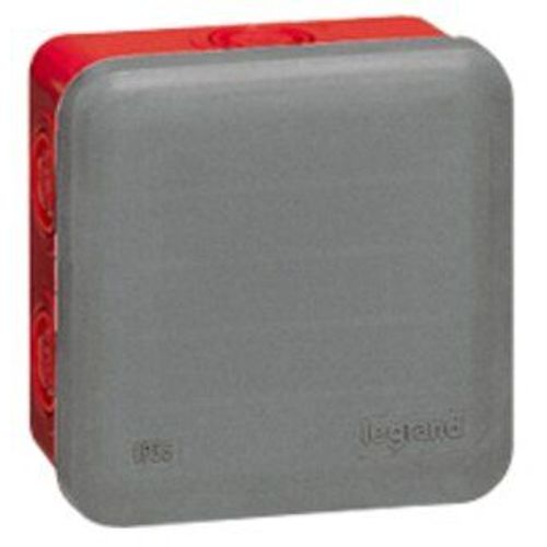Boite de dérivation carrée pour presse-étoupe gris-rouge - 80x80x45mm - Plexo