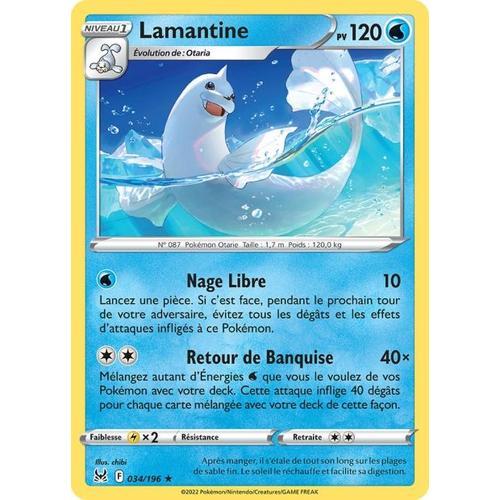 Carte Pokemon - Lamantine - 034/196 - Rare - Eb11 Origine Perdue -