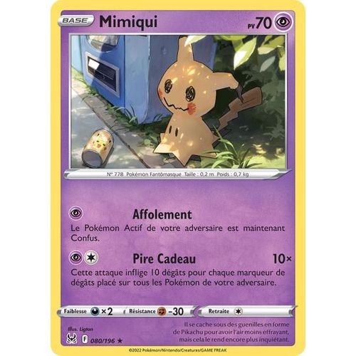 Carte Pokemon - Mimiqui - 080/196 - Rare - Eb11 Origine Perdue -