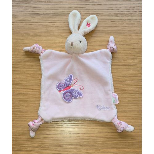 Doudou Plat Lapin Kaloo Lilirose Rose Papillon Noeuds