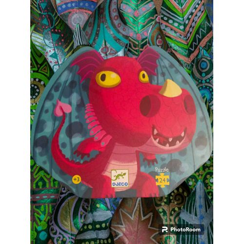 Djeco Edmond Le Dragon Puzzle Carton (24 Pièces) Dès 3 Ans - Illustrations Captivantes - Carton Épais Durable, Grandes Pièces Faciles À Manier - Boîte Silhouette Décorative