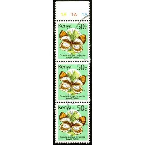 Trois Timbres Oblitérés Kenya, Colotis Euippe Omphale, Bawa Dimu, 50c