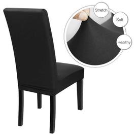 Housse de chaise 4 pièces extensible pour Salle à Manger décor facile à  nettoyer et durable Noir