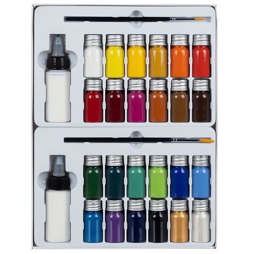 Ensemble De Peintures Pour Peindre Sur Vêtements/Matériaux, Maaleo, Avec Pinceaux, 24 Pièces, 10 Ml