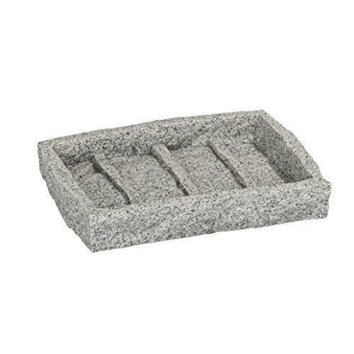 Wenko 20439100 Porte-Savon Poly Résine Gris Granite 13,5 X 9,5 X 11,5 Cm