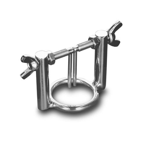 Anneau Cockring Avec Tige À Urètre Métallique Vice Grip Argent - Shots Toys - Argent