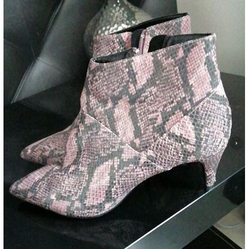 Bottines Python Rose Petit Talon T38