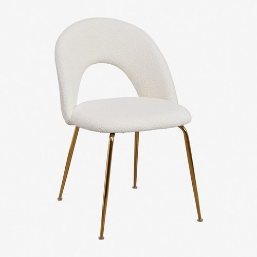 Pack De 2 Chaises De Salle À Manger En Borreguito Glorys Blanc Doré