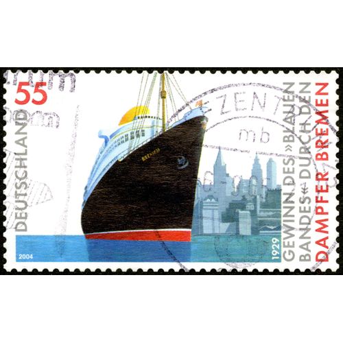 Timbre Oblitéré Deutschland, Gewinn Des Blauen Bandes Durch Den Dampfer Bremen, 1929, 2004, 55