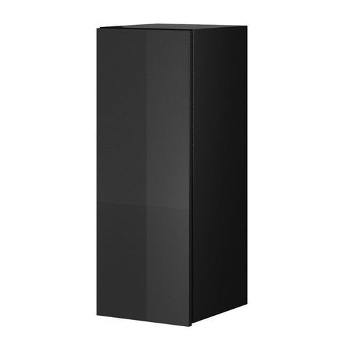 Vitrine Suspendue 1 Porte Collection Zante. Coloris Noir Brillant Pailleté.