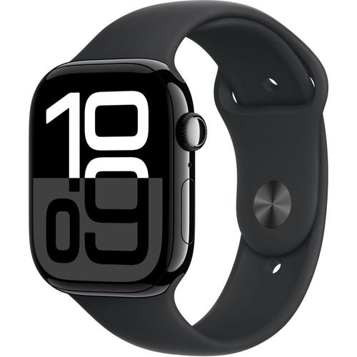 Apple Watch Series 10 Gps (2024) Boîtier En Aluminium 46mm Noir De Jais Avec Bracelet Sport Noir M/L