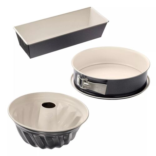 Dr Oetker 4869 Set De 3 Moules À Pâtisserie, Moule À Manqué, Moule À Charnière, Moule A Gâteau, Moule À Cake, Moule À Pain, Moule À Kouglof, Anti-Adhésif, Acier, Céramique
