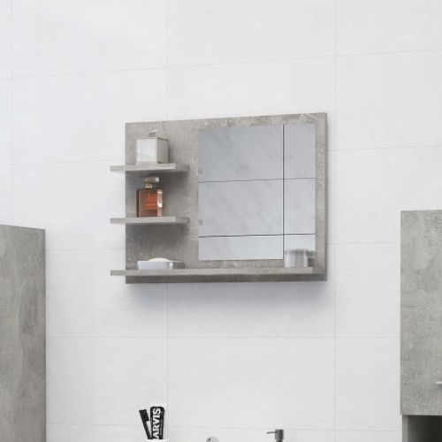 vidaXL Miroir de salle de bain Gris béton 60x10,5x45 cm Aggloméré
