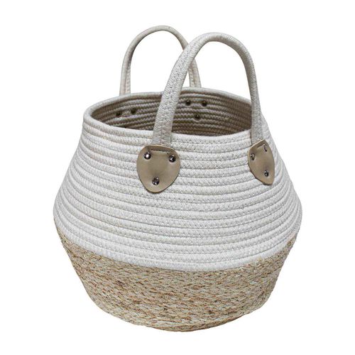 Paniere H34 Cm Coton Et Fibres De Maïs Osinella Blanc