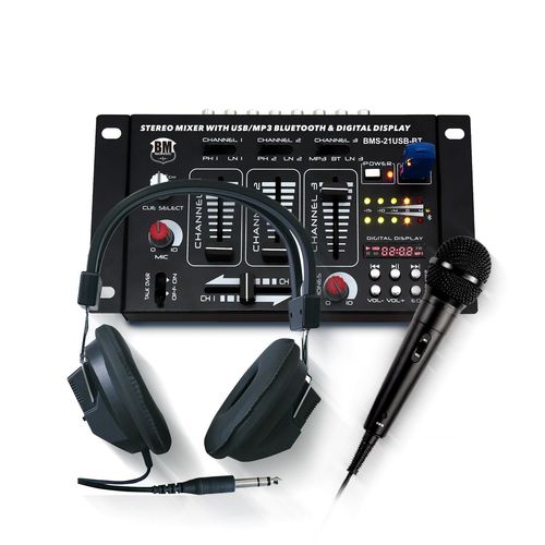 Table de mixage Sono DJ BM SONIC BMS-21USB-BT 4 voies USB BLUETOOTH, 1 PHONO/LINE, 1 PHONO/USB, 1 CD, Casque, micro inclus