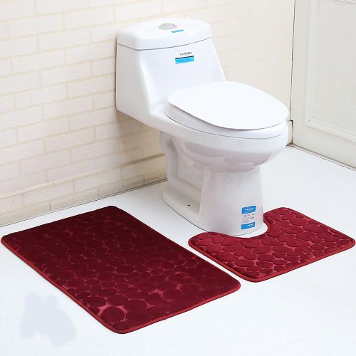 Tapis De Piédestal Antidérapant De Salle De Bain + Couvercle Couverture De Toilette + Tapis De Bain