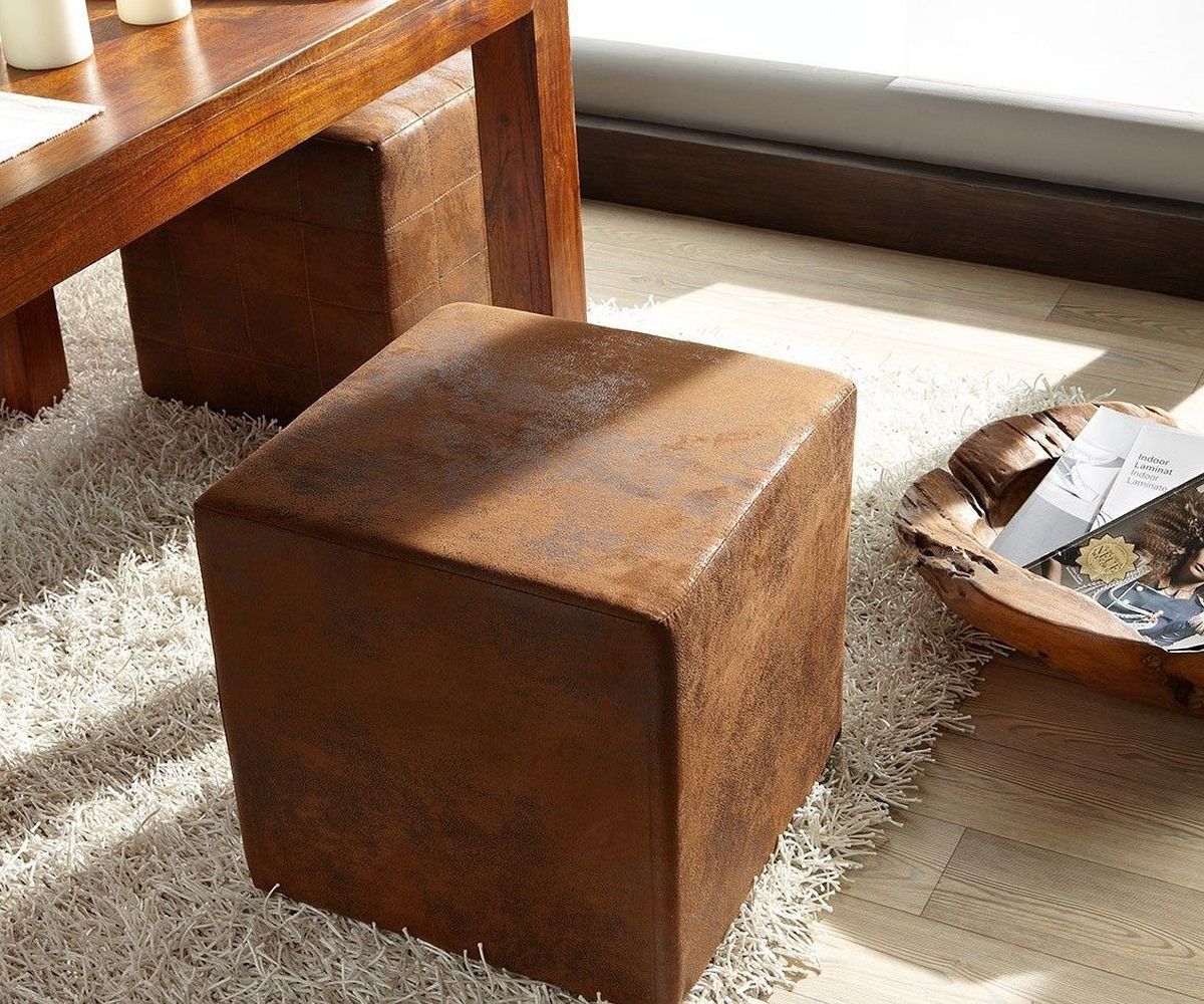 Tabouret Dado Marron 45x45 Cm Tabouret Vintage Optique Siège Cube