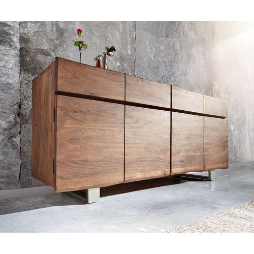 Commode Live-Edge Acacia Marron 172 Cm 4 Tiroirs 4 Portes Bordure D'arbre Buffet