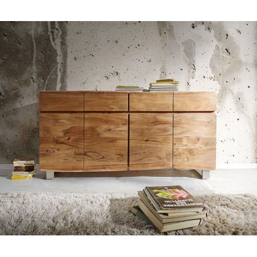 Commode Live-Edge Acacia Nature 172 Cm 4 Tiroirs 4 Portes Bordure D'arbre Buffet