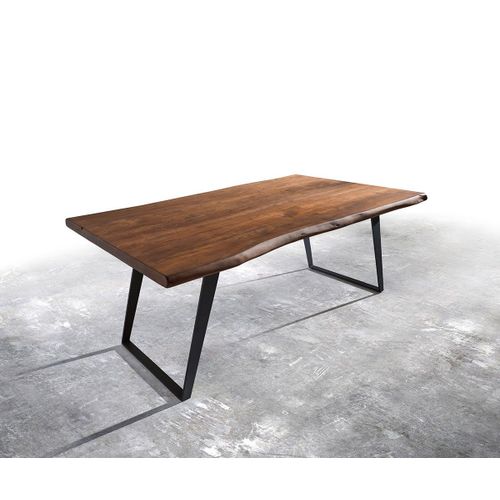 Table-De-Salle-?-Manger Edge Acacia Marron 180x90 Xl M?Tal Inclin? Live-Edge