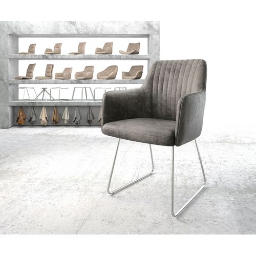 Fauteuil Greg-Flex Cadre Patin Acier Inoxydable Vintage Gris