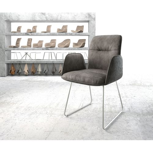 Fauteuil Vinja-Flex Cadre Patin Acier Inoxydable Vintage Anthracite