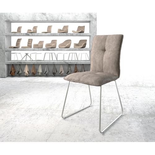 Chaise Maddy-Flex Cadre Patin Acier Inoxydable Vintage Taupe