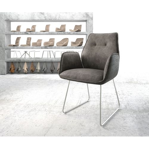 Fauteuil Zoa-Flex Cadre Patin Acier Inoxydable Vintage Anthracite