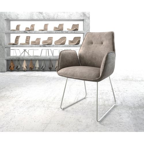 Fauteuil Zoa-Flex Cadre Patin Acier Inoxydable Vintage Taupe