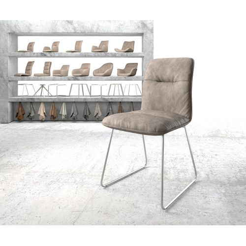 Chaise Vinjo-Flex Cadre Patin Acier Inoxydable Vintage Taupe