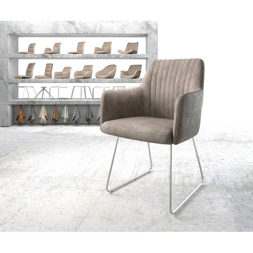 Fauteuil Greg-Flex Cadre Patin Acier Inoxydable Vintage Taupe