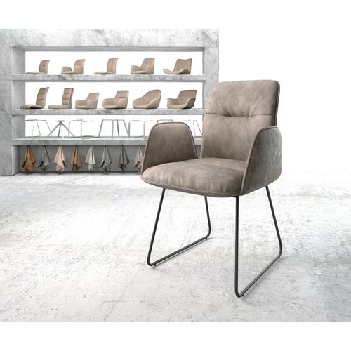 Fauteuil Vinja-Flex Cadre Patin Noir Vintage Taupe