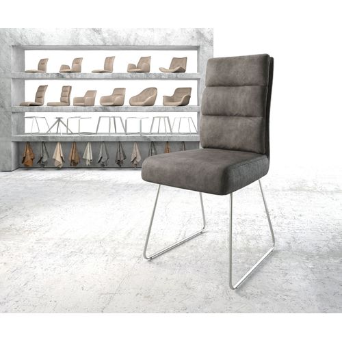 Chaise Pela-Flex Cadre Patin Acier Inoxydable Vintage Anthracite