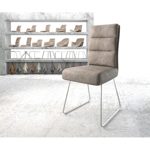Chaise Pela-Flex Cadre Patin Acier Inoxydable Vintage Taupe