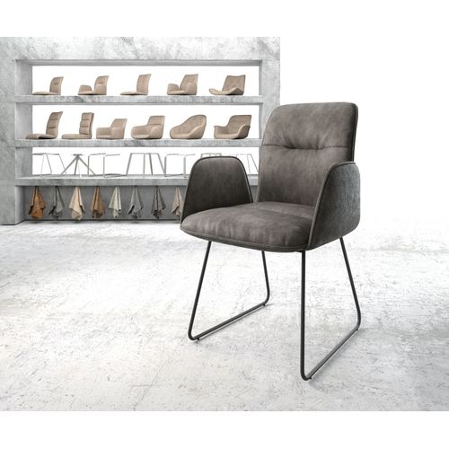 Fauteuil Vinja-Flex Cadre Patin Noir Vintage Anthracite