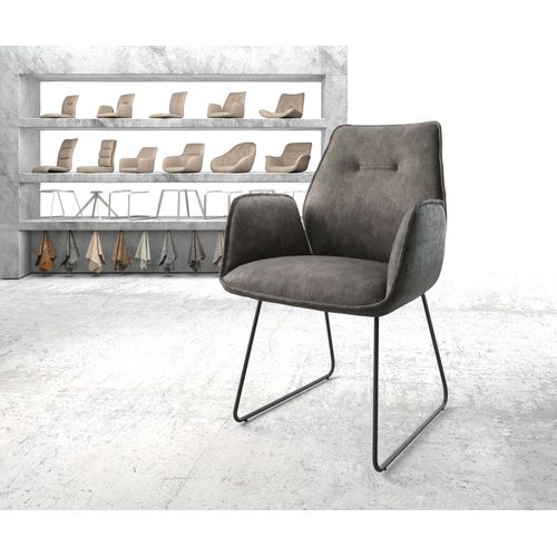 Fauteuil Zoa-Flex Cadre Patin Noir Vintage Anthracite