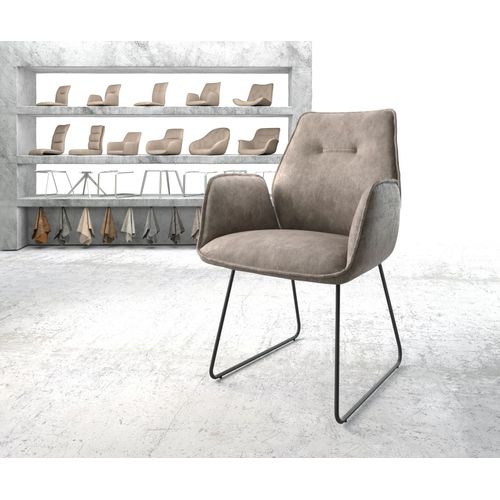 Fauteuil Zoa-Flex Cadre Patin Noir Vintage Taupe