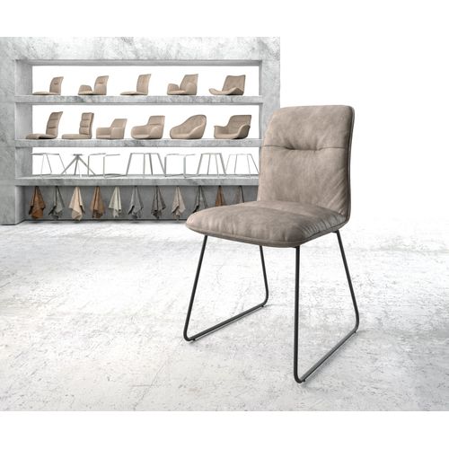 Chaise Vinjo-Flex Cadre Patin Noir Vintage Taupe