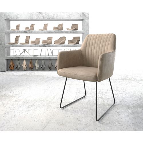Fauteuil Greg-Flex Cadre Patin Noir Vintage Beige